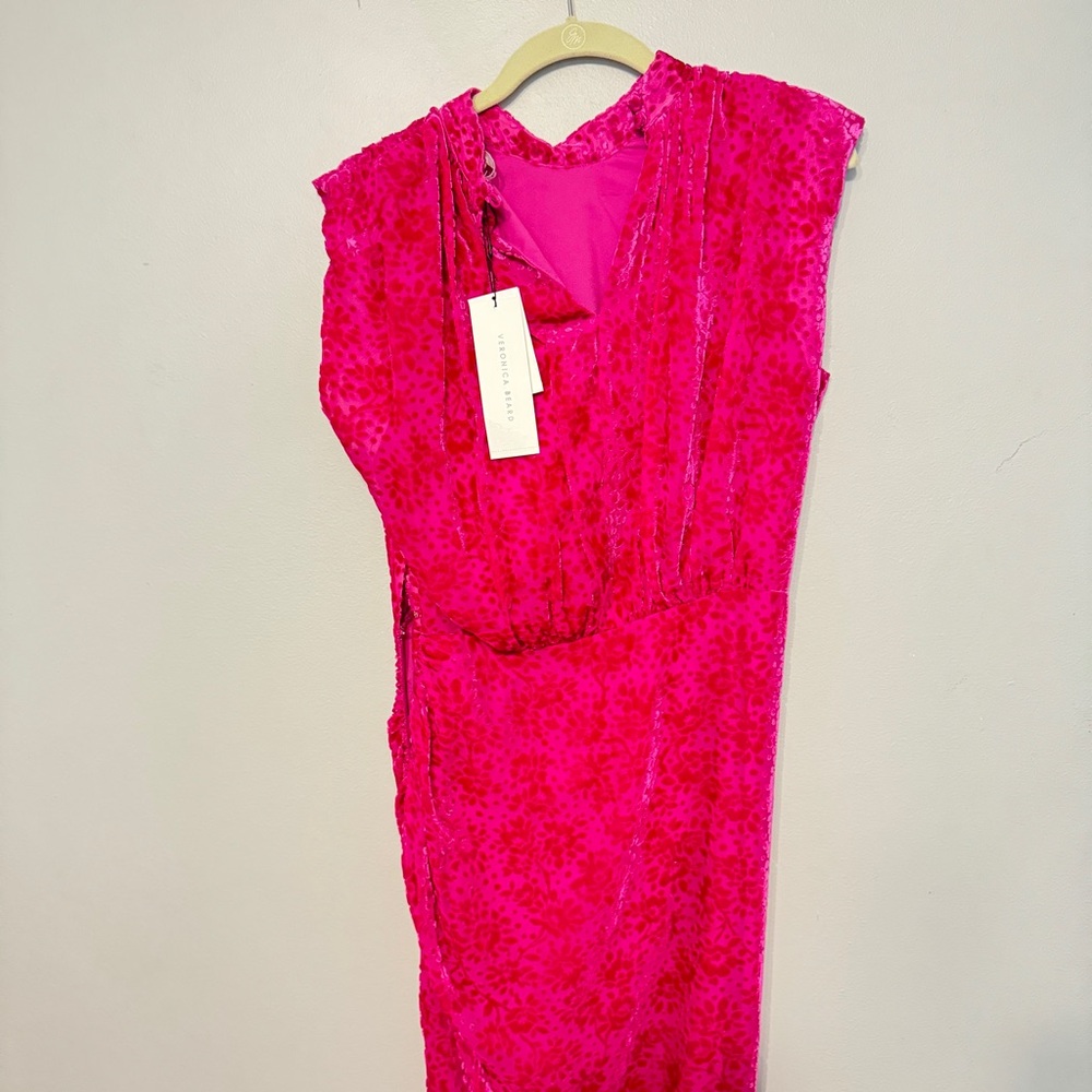 VERONICA BEARD Kendall Velvet Burnout Asymmetrical Dress - Picture 5 of 13